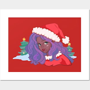 Santa  Claus  girl in red hat Posters and Art